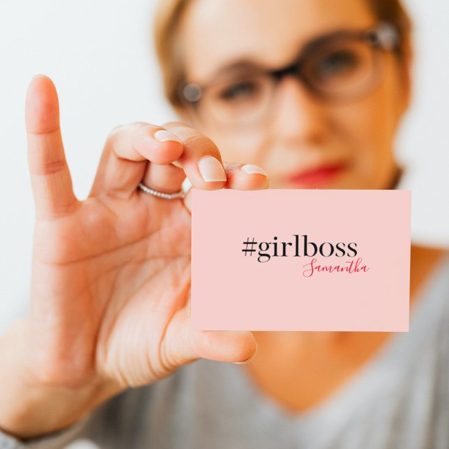 Modern Pink Girl Boss & Name | best Girly Gift Business Card (Creator Uploaded)