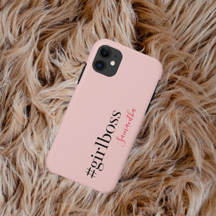 Modern Pink Girl Boss & Name   best Girly Gift Case-Mate iPhone Case