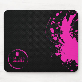 Modern Pink Girl Boss & Name | best Girly Gift Mouse Pad