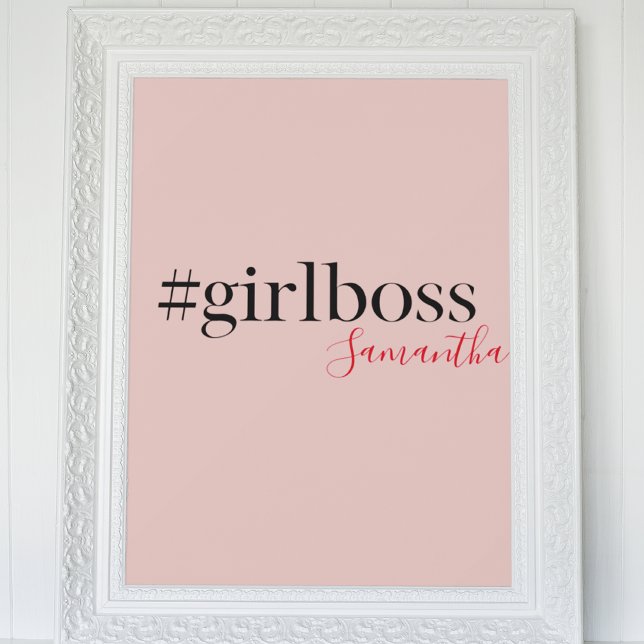 Modern Pink Girl Boss & Name | best Girly Gift Poster (Creator Uploaded)