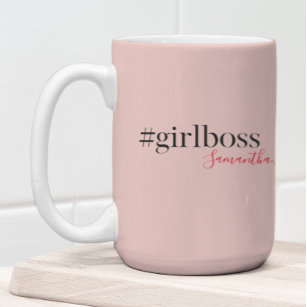 Modern Pink Girl Boss & Name   best Girly Gift Two-Tone Coffee Mug