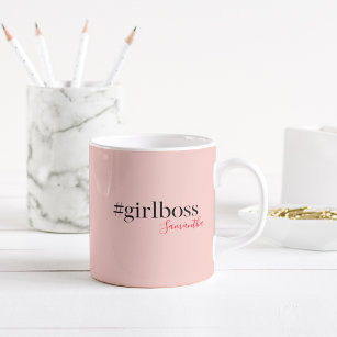 Modern Pink Girl Boss & Name   best Girly Gift Two-Tone Coffee Mug