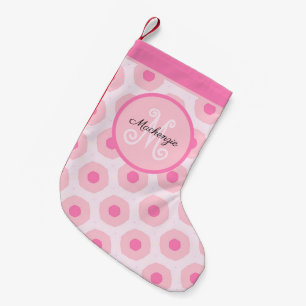Modern Pink Girly Circle Dots Pattern Custom Small Christmas Stocking