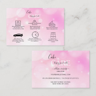 Modern Pink Girly Gradient Cake Care Business Car Card