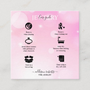 Modern Pink Girly Gradient Jewellery Care Square B Square Business Card