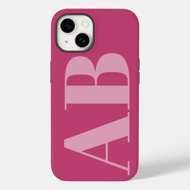 Modern Pink Girly Initial Minimal Monogram Case (Back)
