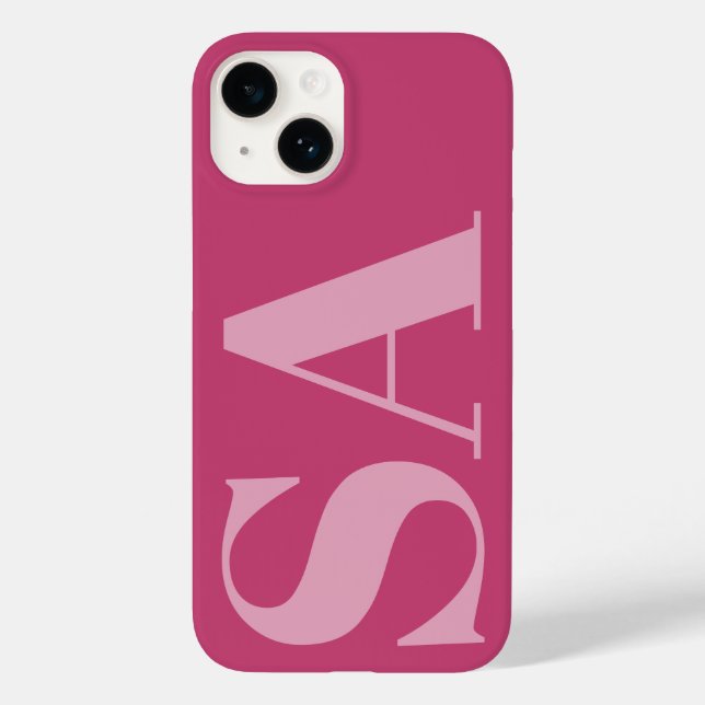 Modern pink girly initial minimal monogram Case-Mate iPhone case (Back)