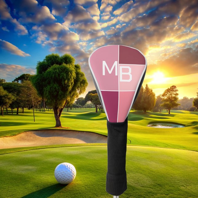 modern Pink girly Monogram  Golf Head Cover (Creator Uploaded)