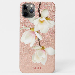 Modern pink girly monogram personalized magnolia Case-Mate iPhone case