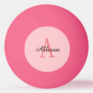 Modern Pink Girly Monogram Personalized Name Ping Pong Ball