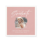 Modern pink girly script photo elegant graduation