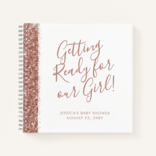 Modern Pink Glitter Baby Shower Guest  Notebook