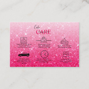 Modern Pink Glitter Cake Care Business Card