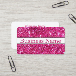 Modern Pink Glitter Customised Personalised Business Card