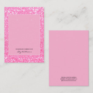 Modern Pink Glitter Earring Display Holder Card