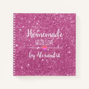 Modern pink glitter Homemade with love Noteboo Notebook
