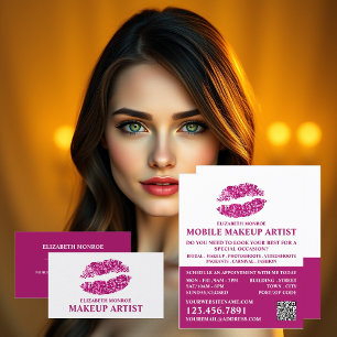 Modern Pink Glitter Lips, Makeup Artist Advert Flyer