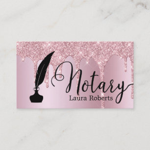 Modern Pink Glitter Loan Signing Agent  Business C Card