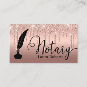 Modern Pink Glitter Loan Signing Agent Business Card