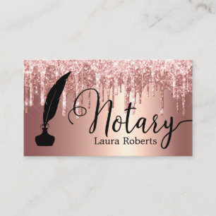 Modern Pink Glitter Loan Signing Agent Business Card
