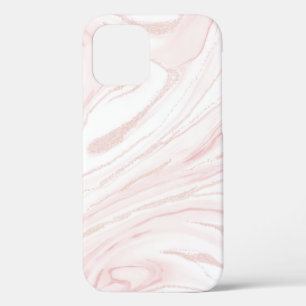 Modern Pink Glitter Marble iPhone 12 Case