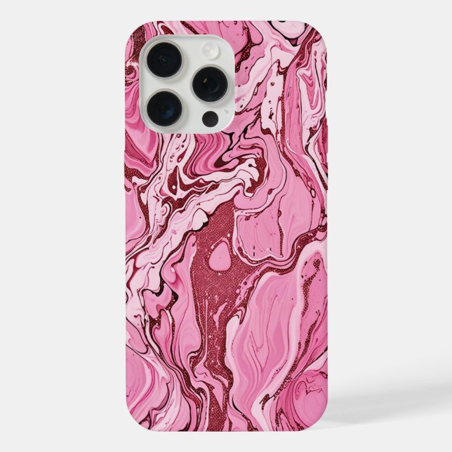 Modern Pink Glitter Marble iPhone Case (Back)