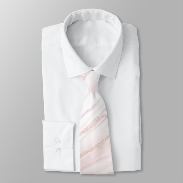Modern Pink Glitter Marble Tie (Tied)