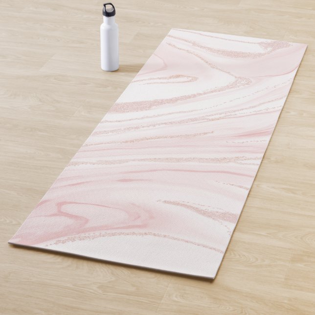 Modern Pink Glitter Marble Yoga Mat (In Situ)