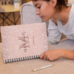 Modern Pink Glitter Monogram Name 2024 Planner<br><div class="desc">Personalised girly 2024 planner featuring a sparkly effect pink background,  a pink glitter waterfall overlay,  your initial,  name,  and the year.</div>
