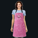 Modern Pink Glitter Monogram Personalised Name Apron<br><div class="desc">Modern Pink Glitter Monogram Personalised Name Apron.  You can change the colour or name you like... Custom Apron Gift.</div>