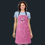 Modern Pink Glitter Monogram Personalised Name Apron<br><div class="desc">Modern Pink Glitter Monogram Personalised Name Apron.  You can change the colour or name you like... Custom Apron Gift.</div>