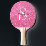 Modern Pink Glitter Monogram Personalised Name Ping Pong Paddle<br><div class="desc">Modern Pink Glitter Monogram Personalised Name Ping Pong Paddle .  You can change the colour or name you like... Custom Ping Pong Paddle.</div>