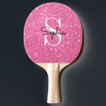 Modern Pink Glitter Monogram Personalised Name Ping Pong Paddle<br><div class="desc">Modern Pink Glitter Monogram Personalised Name Ping Pong Paddle .  You can change the colour or name you like... Custom Ping Pong Paddle.</div>