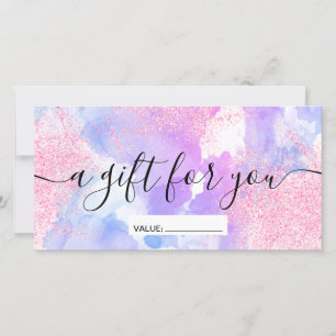 Modern pink glitter purple watercolor script gift