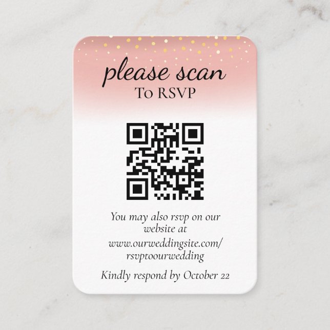 Modern Pink Glitter RSVP with QR Code  Enclosure Card (Front)