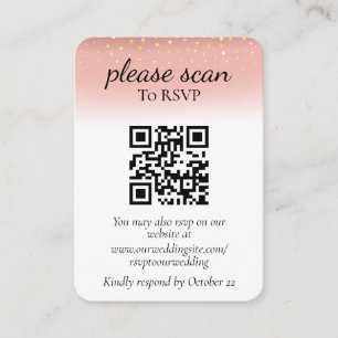 Modern Pink Glitter RSVP with QR Code  Enclosure Card