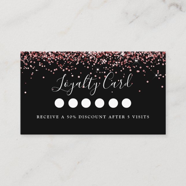 Modern Pink Glitter Salon & Spa Loyalty    Business Card (Front)
