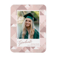 Modern Pink Glitter Script Graduation Girl Photo