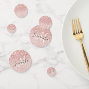 Modern Pink Glitter Sparkles Personalised Name Confetti