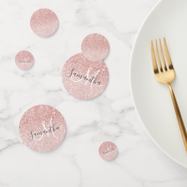 Modern Pink Glitter Sparkles Personalised Name Confetti (Group)