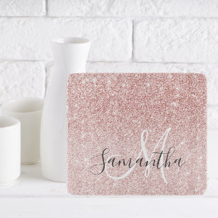 Modern Pink Glitter Sparkles Personalised Name Cutting Board
