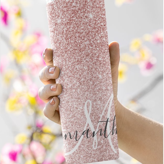 Modern Pink Glitter Sparkles Personalised Name Thermal Tumbler (Creator Uploaded)