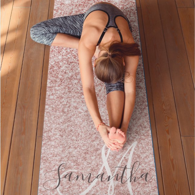 Modern Pink Glitter Sparkles Personalised Name Yoga Mat (Creator Uploaded)