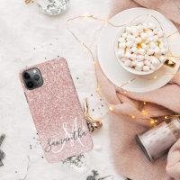 Modern Pink Glitter Sparkles Personalized Name