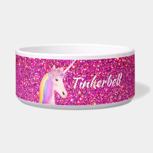 Modern Pink Glitter Unicorn Personalised Dog