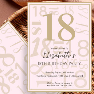 Modern Pink Gold 18th Birthday Invitation For Her