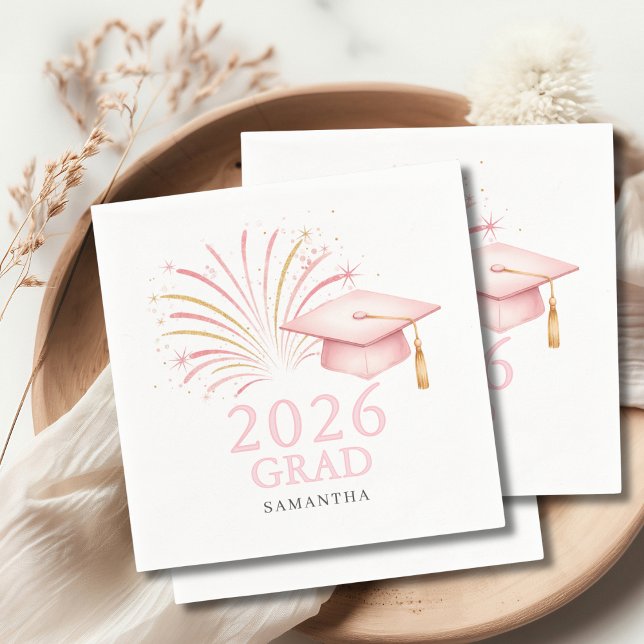 Modern Pink Gold 2026 Grad  Napkin (Creator Uploaded)