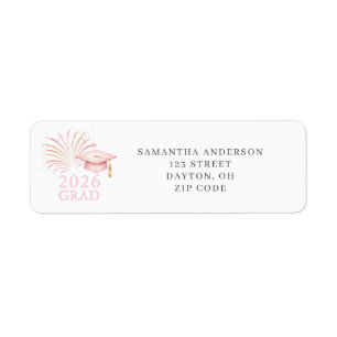 Modern Pink Gold 2026 Graduation Return Address 