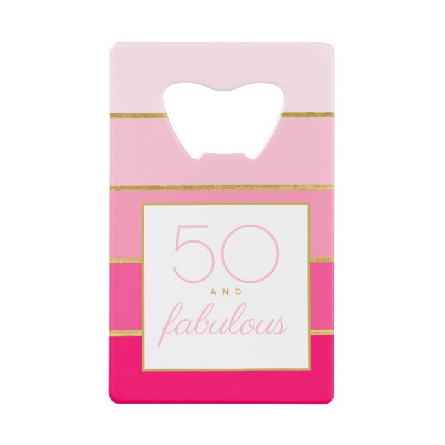 Modern Pink & Gold 50 and fabulous birthday (Front)