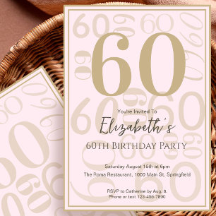 Modern Pink Gold 60th Birthday Invitation For Her